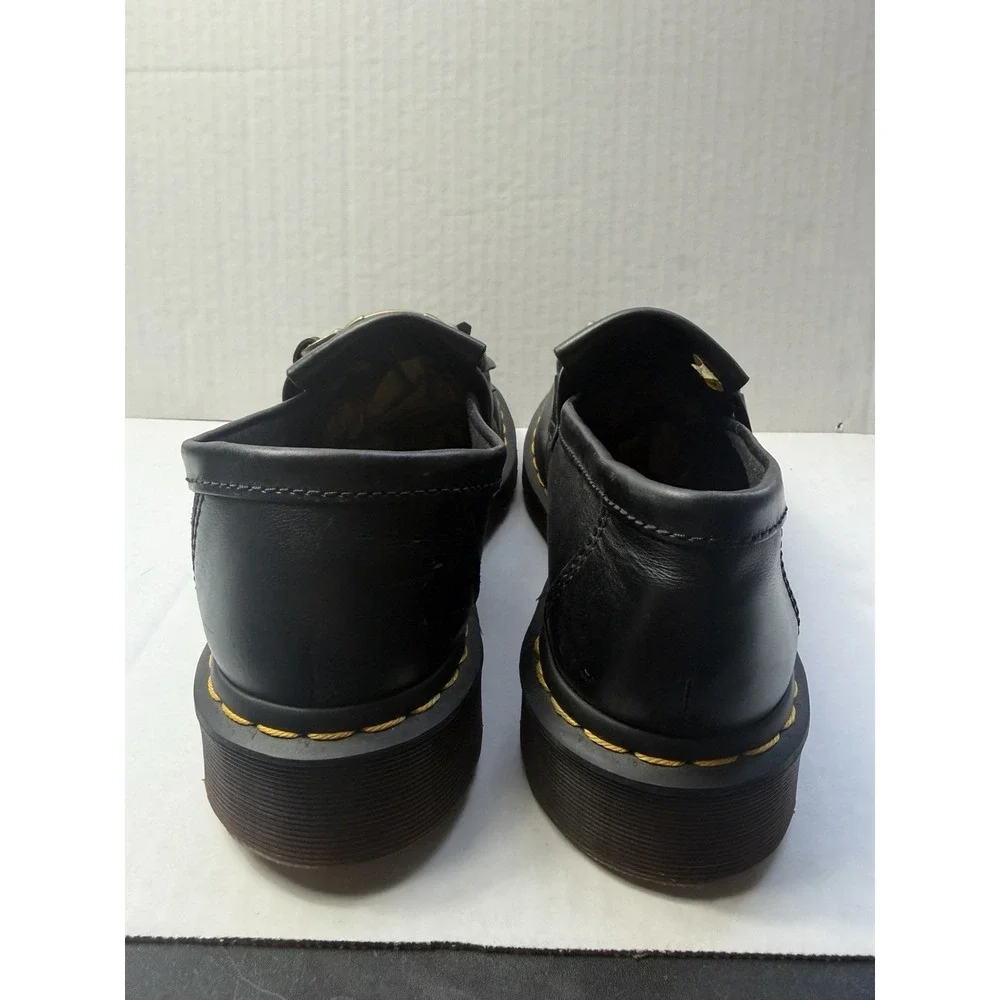 Dr. Doc Martens black leopard print hair loafers with gold buckle, men's 8 shoes
